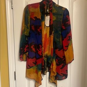 Chico's Multicolor Abstract Cape Jacket